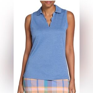 NWT Walter Hagen Women's Blue Sleeveless scalloped Golf Polo Sz XL $50